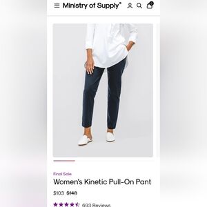Ministry of Supply Women's Kinetic Pull-On Pant - Navy